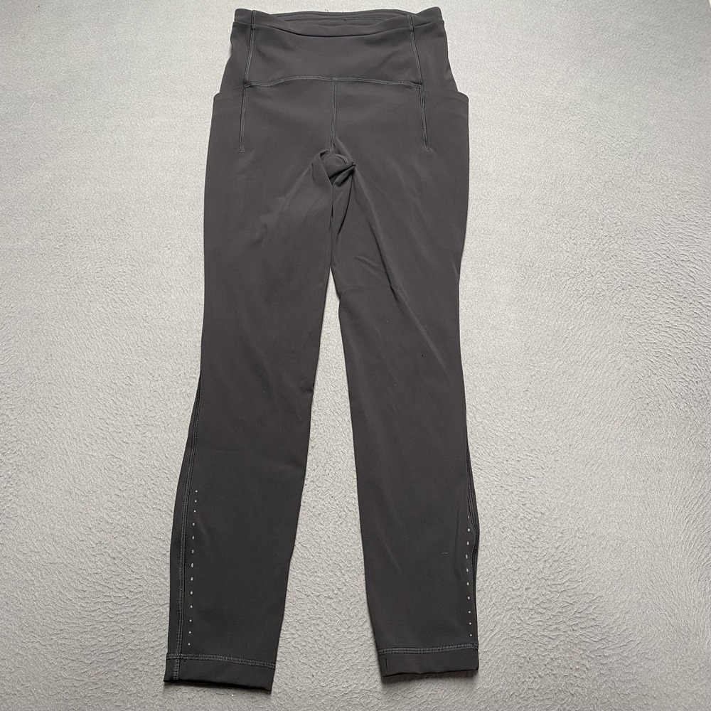 Lululemon Pants Womens 4 Black High‎ Rise Leggings Tight Pockets Reflective Logo